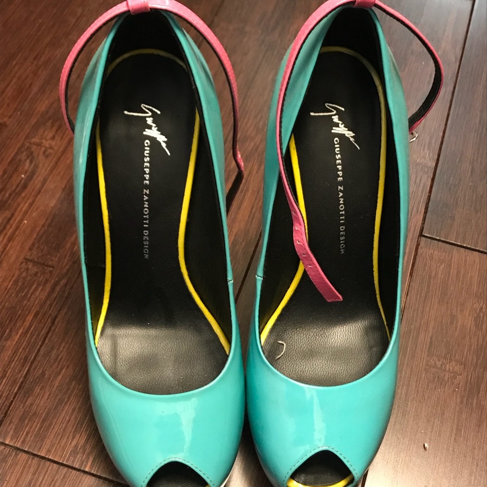 Giuseppe Color Block Peep Toe with Ankle strap